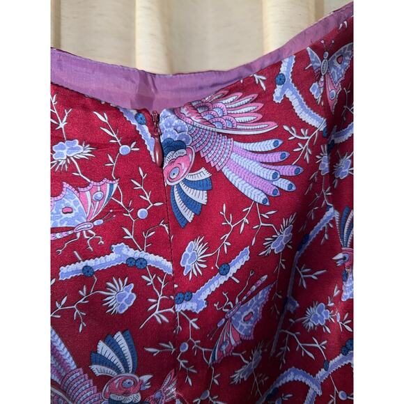 Vintage Betsey Johnson Silk Midi Skirt Butterflies 90s M Y2K 00s Whimsical Birds - Picture 7 of 13
